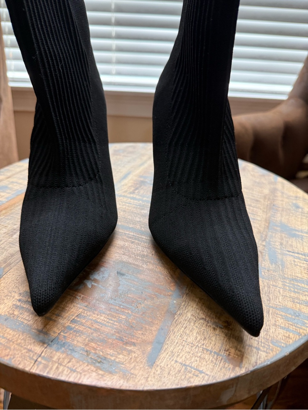Balmain Knit Black Skye Sock-Style Pointed Stiletto Boot - Picture 8 of 10